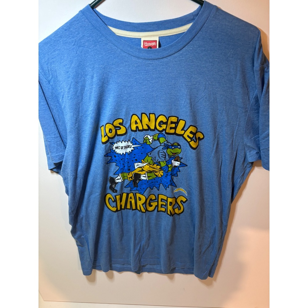 Homage Los Angeles Chargers TMNT Leonardo T Shirt L NWOT NFL Ninja Turtles Blue